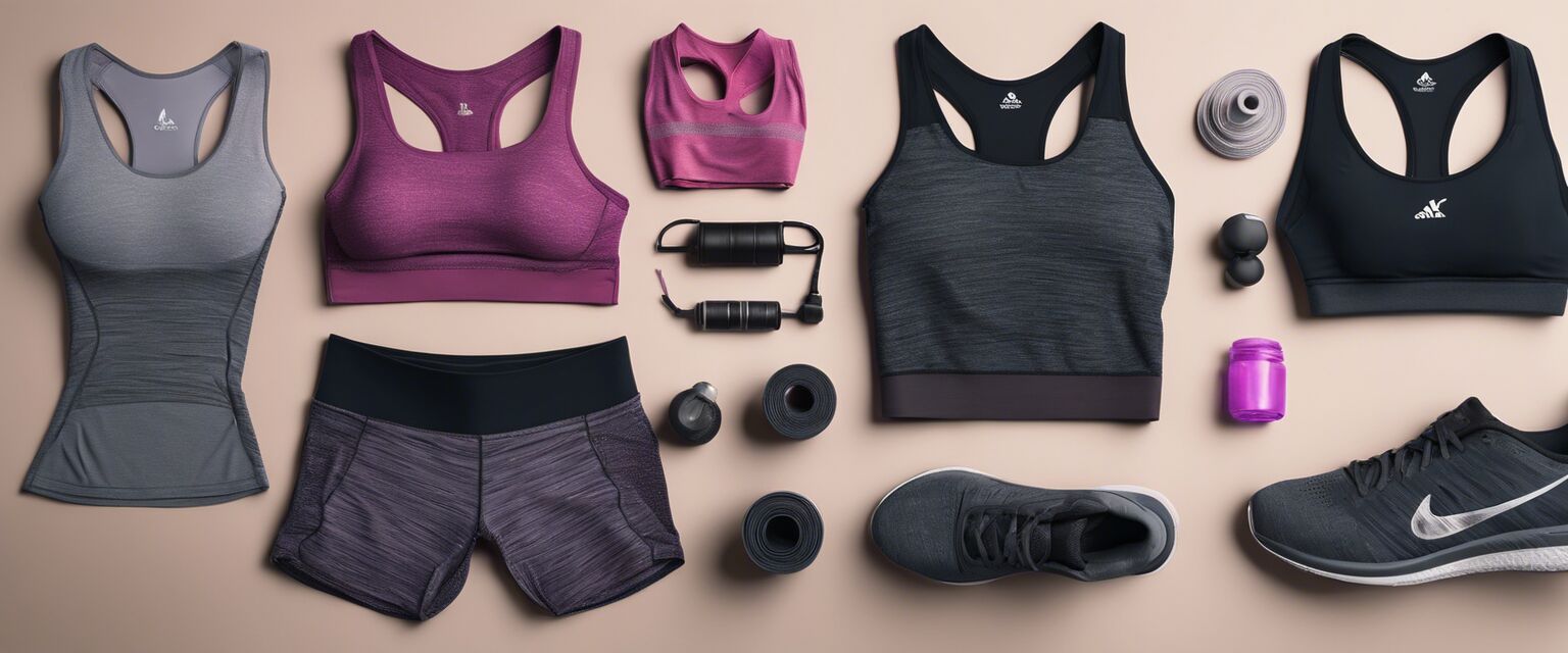 Fitness apparel flat lay