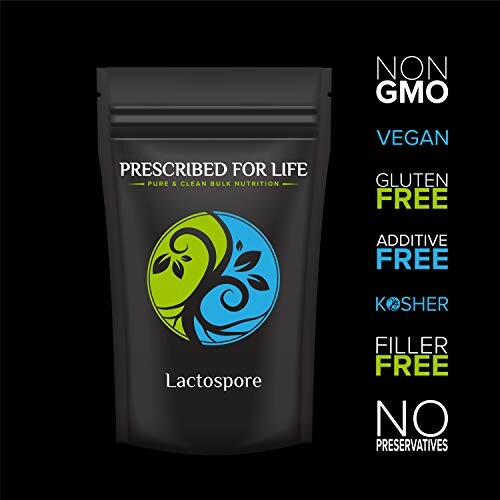 Lactospore supplement packaging with labels: non-GMO, vegan, gluten-free, additive-free, kosher, filler-free, no preservatives.